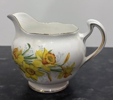 vintage Royal Vale Jug Milk Creamer  1960's Bone China yellow daffodil flower