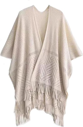 Women knit wrap shawl cape - shawl,