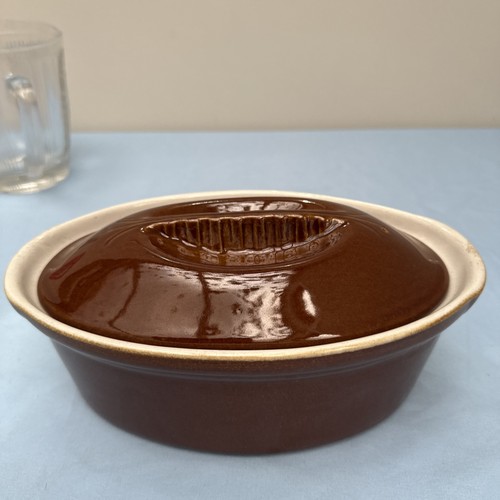 Brown vintage oval casserole - brown,