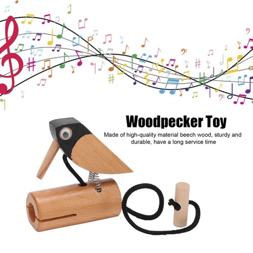 Wooden woodpecker pull string - wooden,