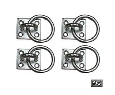 4 x Ring On Plate 40 x 35mm Chandlery Stainless Steel 6mm Boat Horseboxes Marine