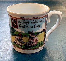 Royal Worcester Evesham Gold - birthday mug - Saturday’s Child