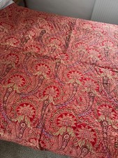 Antique Welsh Paisley/red flora hand stitched quilt - excellent condition