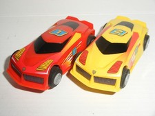 9V MICRO Scalextric - Pair of Hyper Cars (Red #1/Yellow #2) - Exc. Cdn.