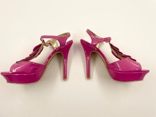 Koi Couture Patent Hot Pink T Strap 5 inch Heel Stiletto Platform Shoes Size 5