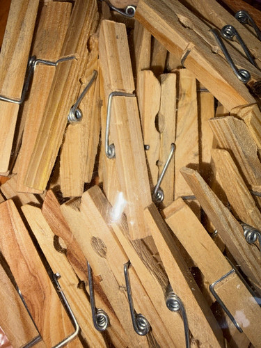 Strong wooden laundry pegs - laundry,