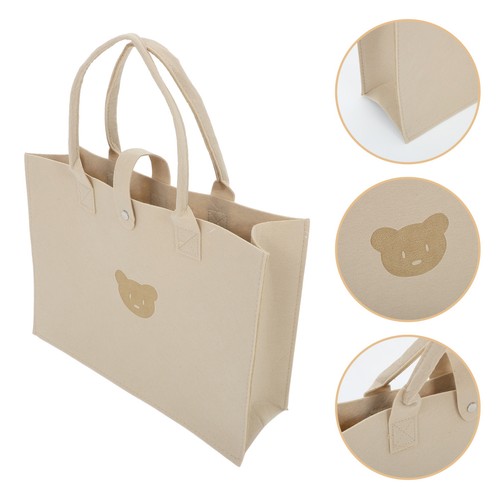 Beige felt storage tote bag - tote,