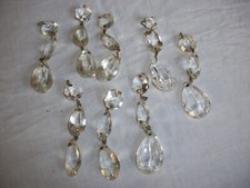 8 Unusual Double Pear Shaped Glass Chandelier / Lustre Drops in 2 Sizes 