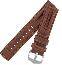 Hirsch PROFESSIONAL Leather  DOUBLE RIDGED Watch Strap GOLD BROWN 20 MM