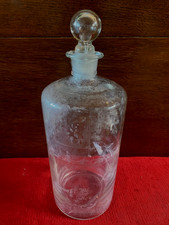 Large Antique-Vintage Clear Glass Apothecary-Chemist Bottle & Stopper