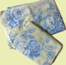 Laura Ashley pelham stripe yellow blue oxford pillow cases x2 vintage