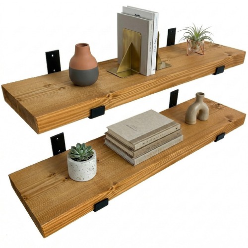 Wooden board wall shelf - 2x,