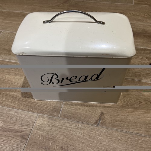 Vintage cream enamel bread box - vintage,