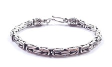 Byzantine Link Bracelet 925 Sterling Silver 8.5 Inches