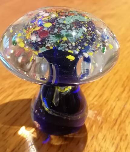 Art glass mushroom - glass, paperweight