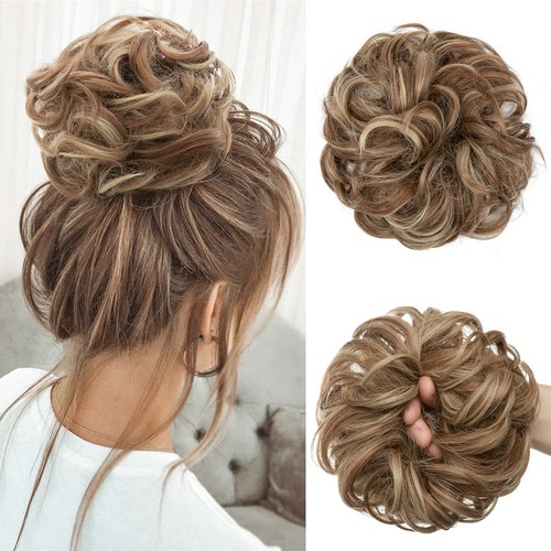 Thick natural curly messy bun - natural,
