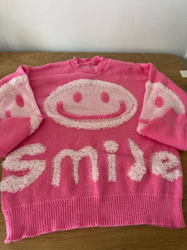 Pink smiley face - smiley, knit