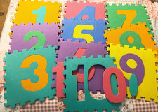 Foam number mat - jigsaw -numbers 1 to 10 - playmat, no. recognition, ordering.