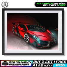 LAMBORGHINI VENENO Wall Art Print Poster Super Sport Car Large Size A4 A3 A2 A1