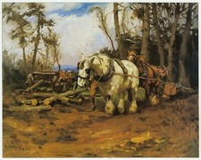 Shire Horse in Forest Clearing Lucy Kemp Welch print in 10 x 12 mount SUPERB