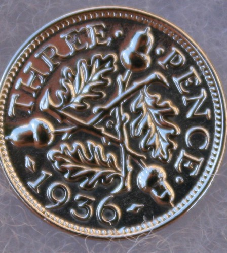 Polished silver three pence - polished,