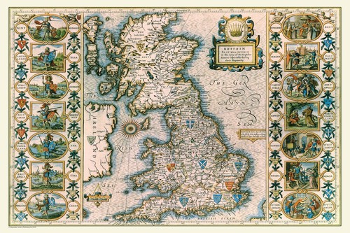 Old map saxon britain - saxon,