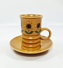 Carlton Ware Ridged Coffee Cup & Saucer Sunflower Pattern 1970s