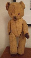 Old Vintage Teddy Bear Straw Filled Squeaker Fair  60 Year Old Tlc Loving Home