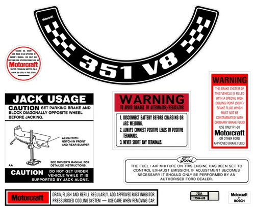 Engine bay decal kit 351 - bay,