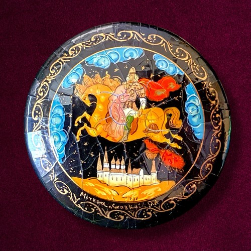 Russian lacquer brooch hand - lacquer,