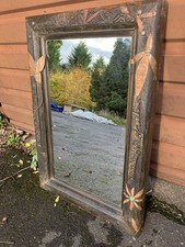 Heavy Oak Arts And Crafts Copper Appliqués Mirror