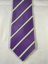 Hawes & Curtis preppy striped silk tie - purple/white