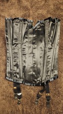 NIP - VOLLERS  Black Satin Steel Boned Over Bust Corset w/Garters