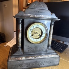 Antique Victorian W.H.Camp Slate & Marble Chiming Mantle Clock needs attention 