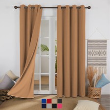 Thermal Thick Blackout Curtains Ready Made Pair Eyelet Ring Top Curtain Tiebacks