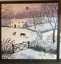 Jo Grundy Licensed Canvas Print Framed Farmhouse Primitive Art Wall Horse 19.5"