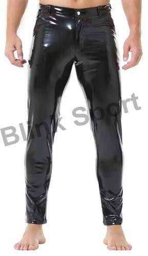 Men black glossy faux - men's,