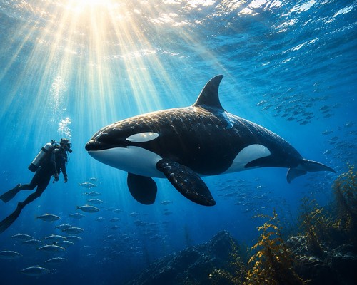 Orca whale ocean wall - whale, art