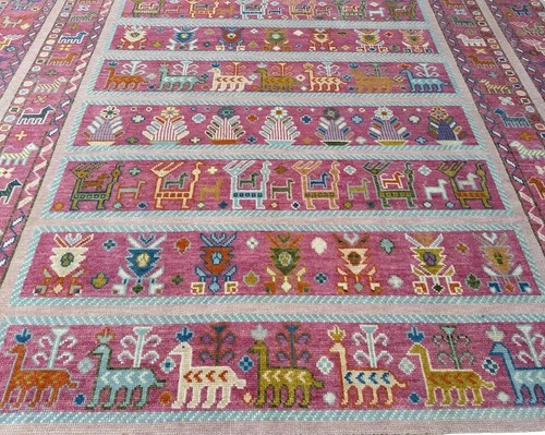 Oushak hand knotted pink - knotted, l.pink