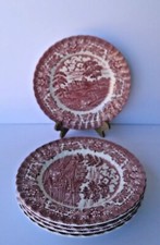 OLDE COUNTRY CASTLES Hostess Tableware Red Set 5 Salad Plates