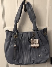 B Makowsky Blue Leather Bucket