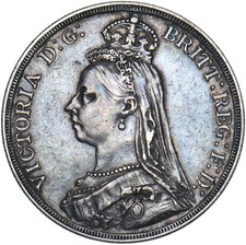 1887 Crown - Victoria British Silver Coin - Nice