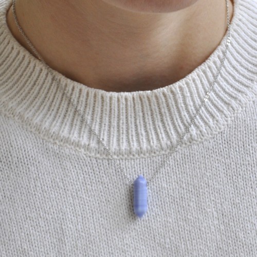 Blue lace agate crystal point - blue,