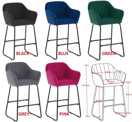 Velvet bar stool fixed - stool, height