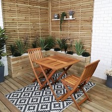 Outdoor 2 Person Folding Square Wooden Garden Dining Table Chairs Set