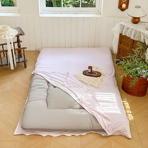 Pink gingham japanese floor - pink,