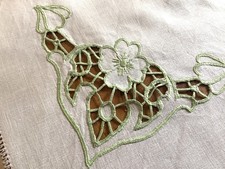 Vintage Cream Linen Tablecloth