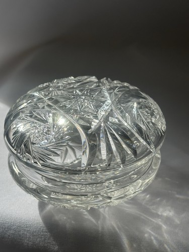 Crystal glass powder trinket - glass, powder/trinket