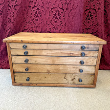 Antique Collectors Cabinet w Metal Handles Tabletop Apothecary Engineers Drawers