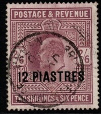 BRITISH LEVANT SG11b 1903 12pi on 2/6 DULL PURPLE CHALKY PAPER FINE USED